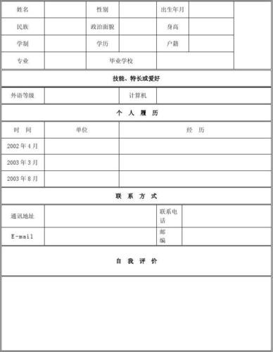 个人基本信息简历 个人基本信息简历500字