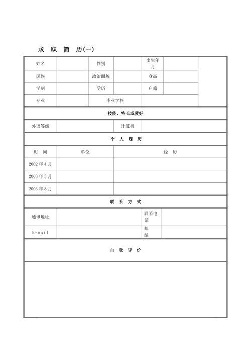 个人求职简历模板 个人求职简历模板表格