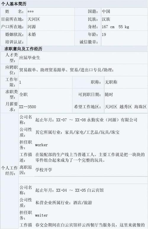 个人简历打工经历怎么写 自己的打工经历