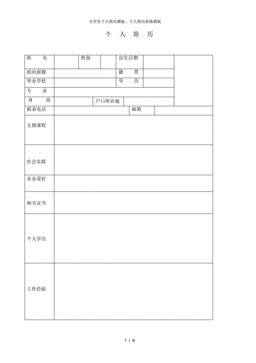 个人简历模板 个人简历模板pdf可编辑免费