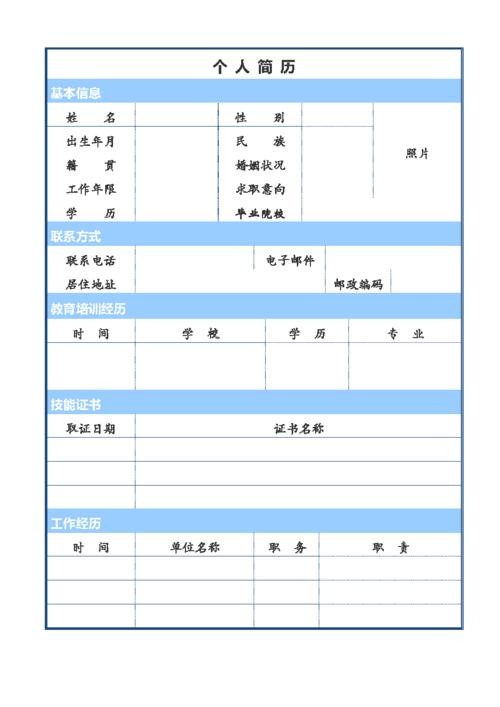 个人简历模板 个人简历模板免费使用可编辑