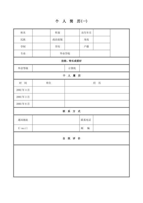 个人简历模板 个人简历模板免费使用可编辑