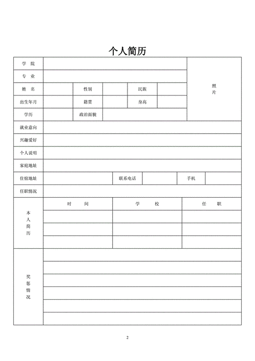 个人简历模板 个人简历模板免费可编辑