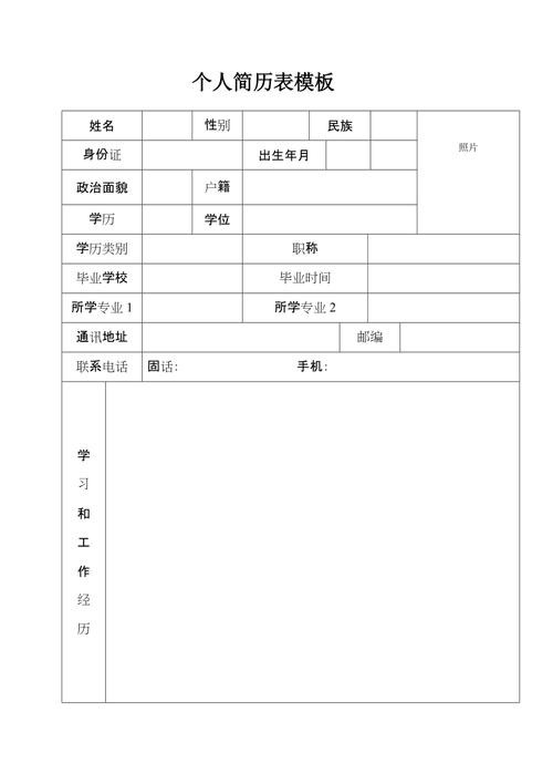 个人简历模板 个人简历模板免费模板表格