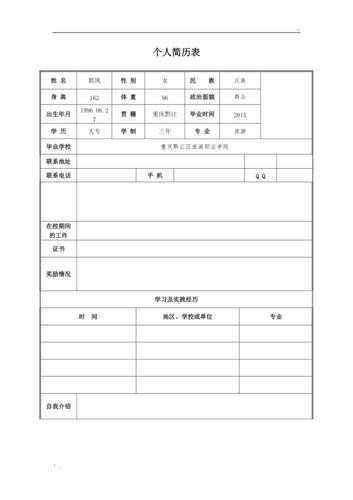 个人简历模板范文 面试个人简历模板范文