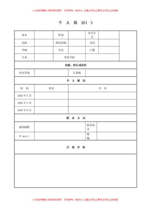 个人简历电子版免费可编辑 个人简历模板电子版免费可填写