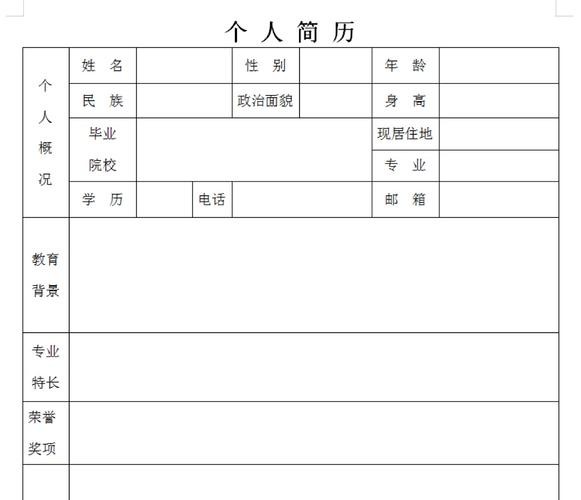 个人简历电子版填写免费 个人简历电子版填写免费模板百度网盘