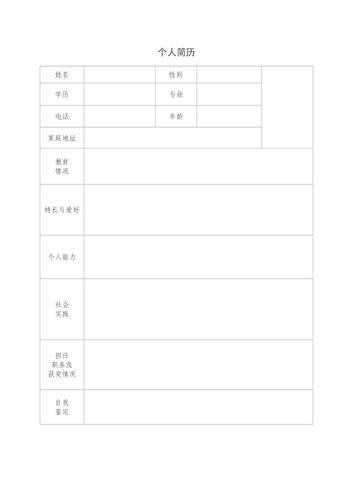 个人简历电子版填写免费 个人简历电子版填写免费模板百度网盘