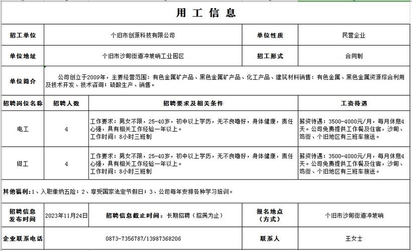 个旧本地焊接加工招聘 个旧招聘兼职