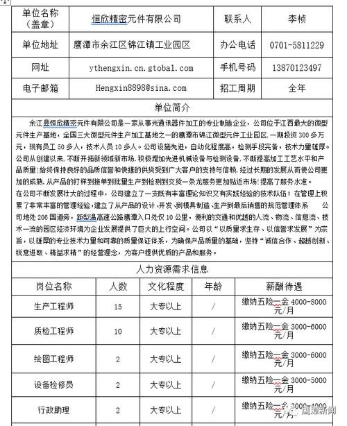 余江本地招聘网 余江找工作 招聘启事