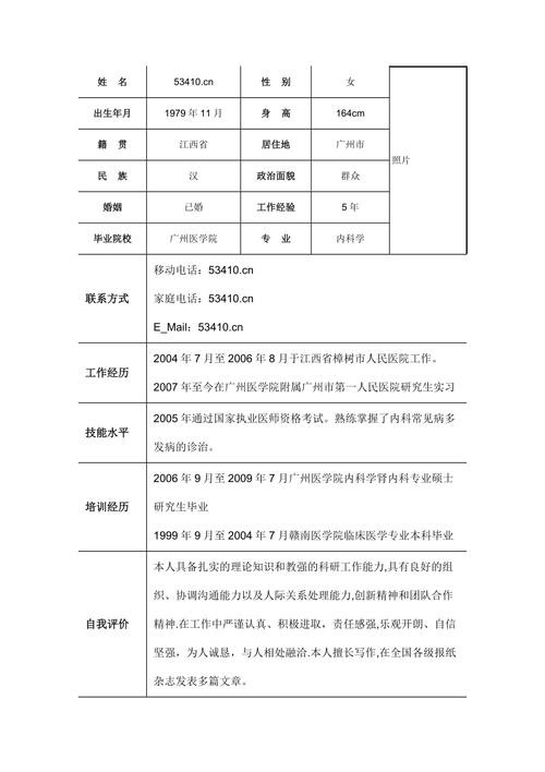 医生个人简历 医生个人简历简短50字