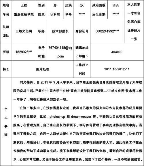 学历及工作经历模板 学历及工作经历模板图片