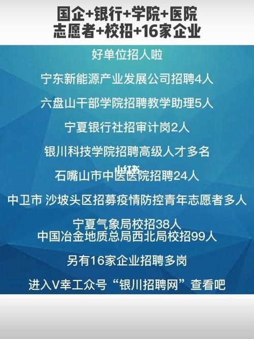 宁夏本地公司招聘 宁夏国企有哪些单位在招聘