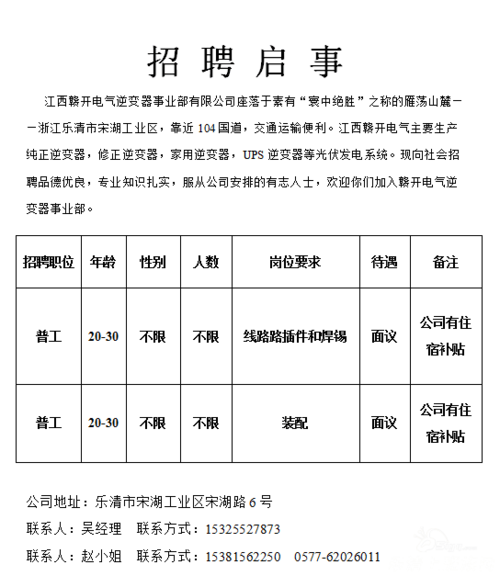 安阳本地普工最新招聘网 安阳本地普工最新招聘网信息