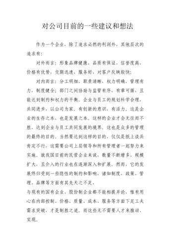 对公司的感受和想法 对公司的感受和想法作文