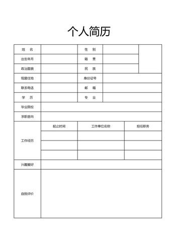 工作简历模板电子版 工作简历模板电子版免费