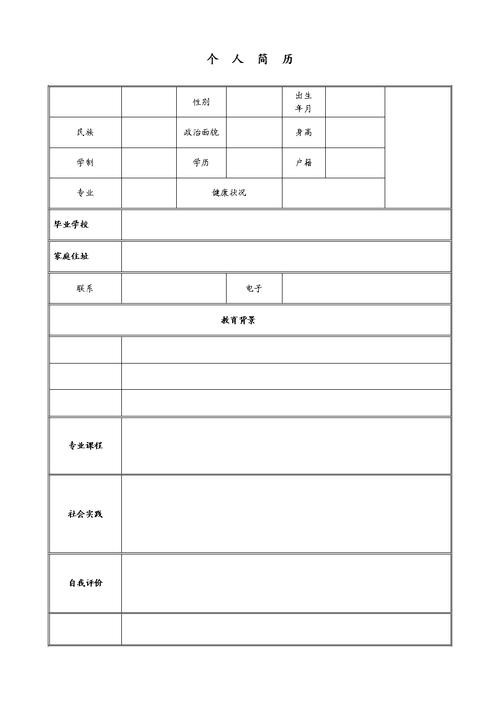 工作简历模板电子版表格 工作简历模板电子版表格图片