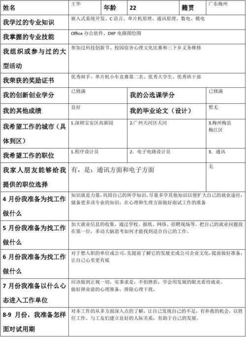 找工作计划表 找工作计划1000字