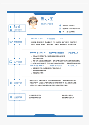 护士简历模板个人简历电子版免费 护士简历模板个人简历电子版免费文件