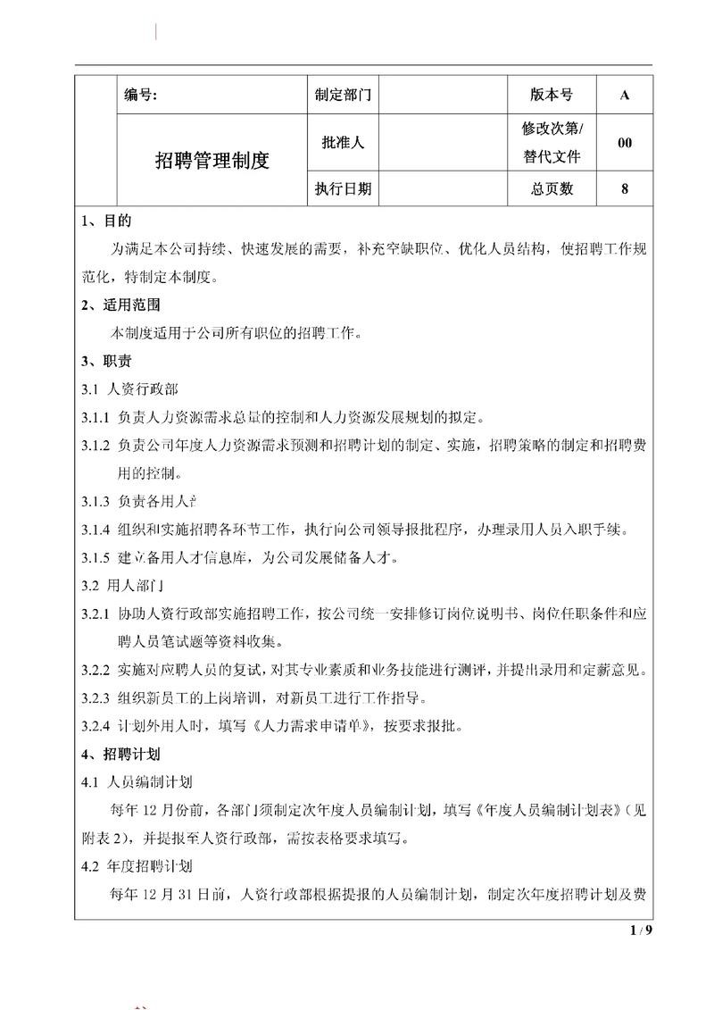 招聘管理制度包括哪些内容 招聘管理制度范本