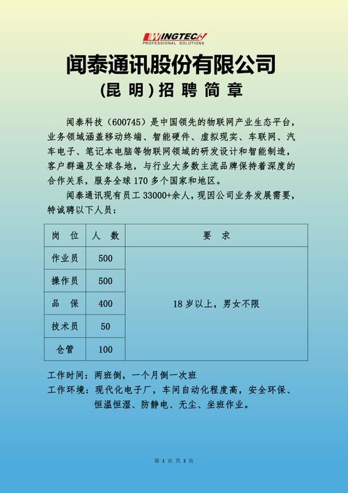 昆明大龄工人招聘信息 昆明招聘女工