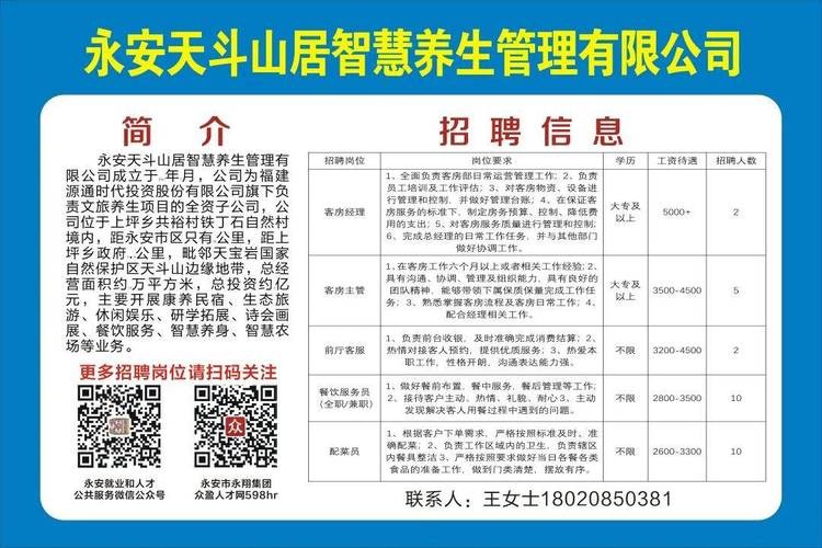 永安本地招聘会电话号码 永安招聘网最新招聘