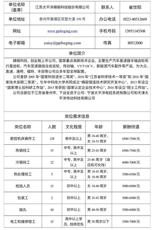 泰州本地最新招聘信息