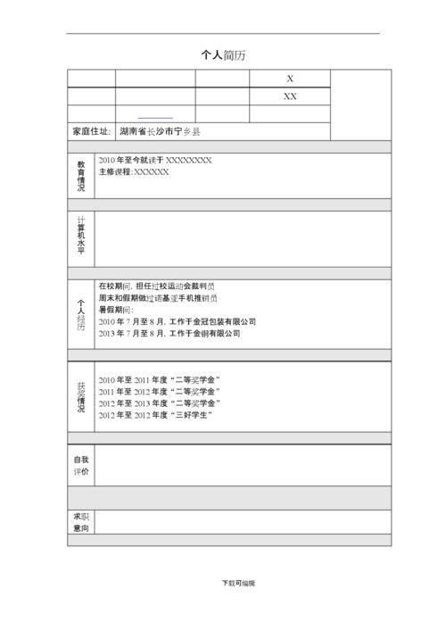 简历模板免费使用电子版可编辑 简历模板免费使用电子版可编辑小学教育数学