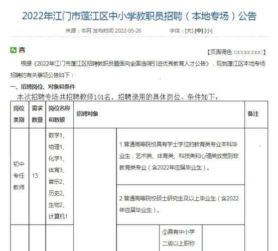 蓬江美术本地招聘 江门市蓬江区学校招聘信息